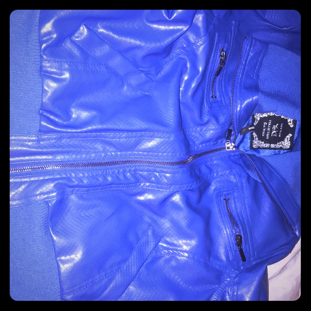 Blue leather jacket